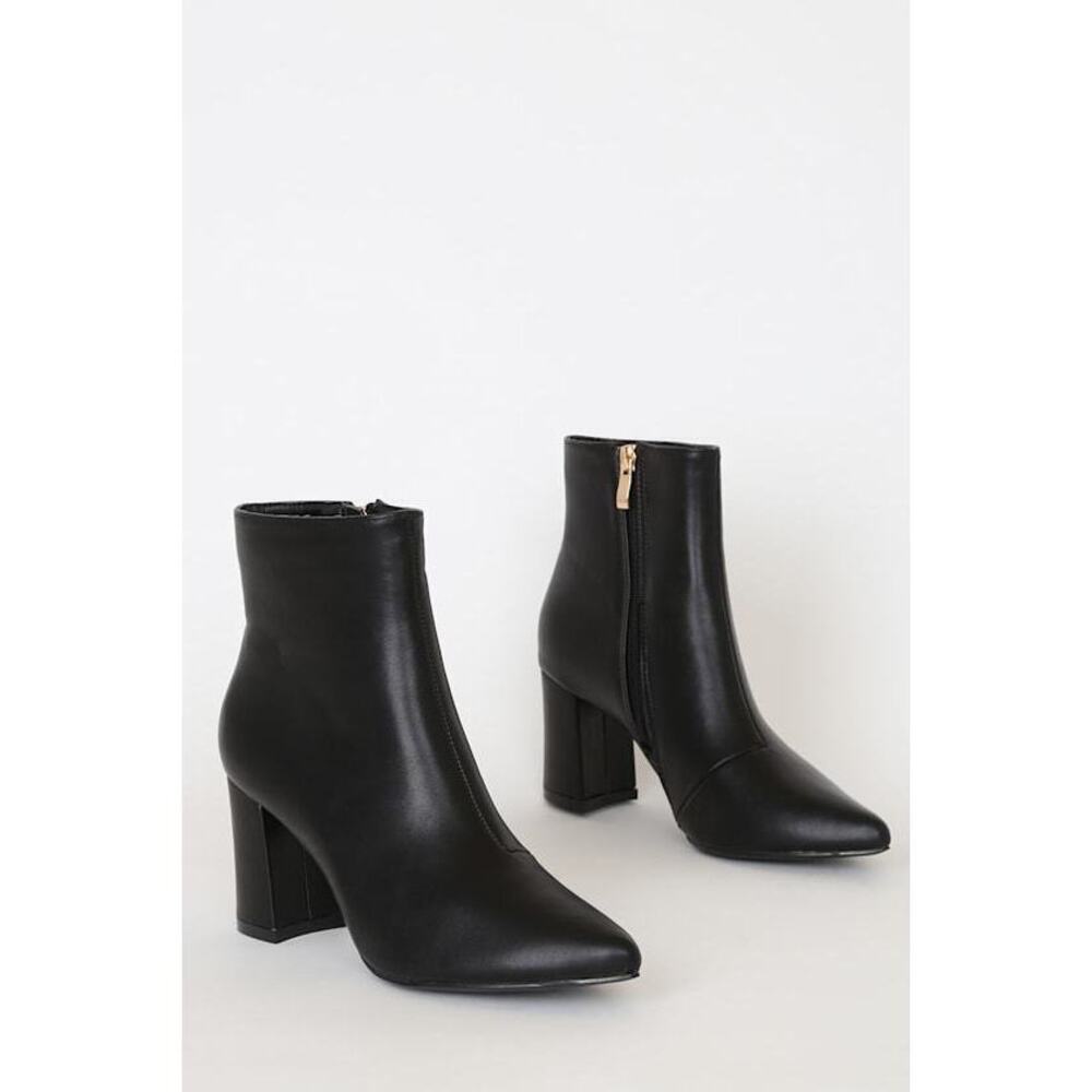 Lulus Sarai Black Pointed-toe Ankle Booties - Size 10